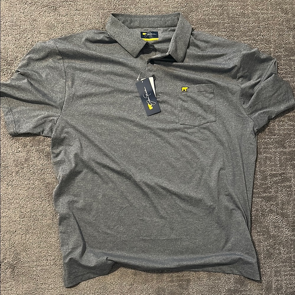 Gray Polo Shirt with Classic Collar and Yellow Detail